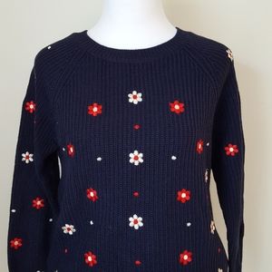Embroidery Flowers Swrater Sz XS